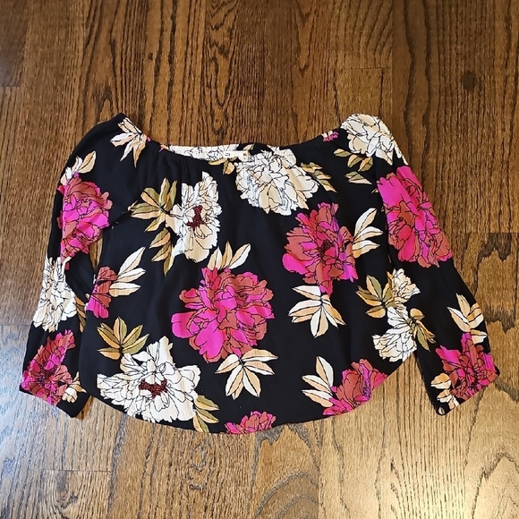 Billabong Black Floral Off The Shoulder Blouse - Picture 1 of 7